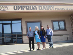 Oregon Dairy Princess Emma Miller in front of office